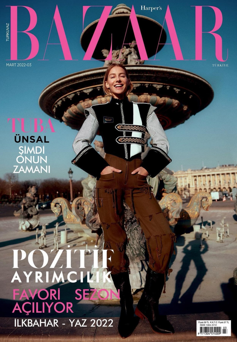 Tuba Ünsal featured on the Harper\'s Bazaar Turkey cover from March 2022