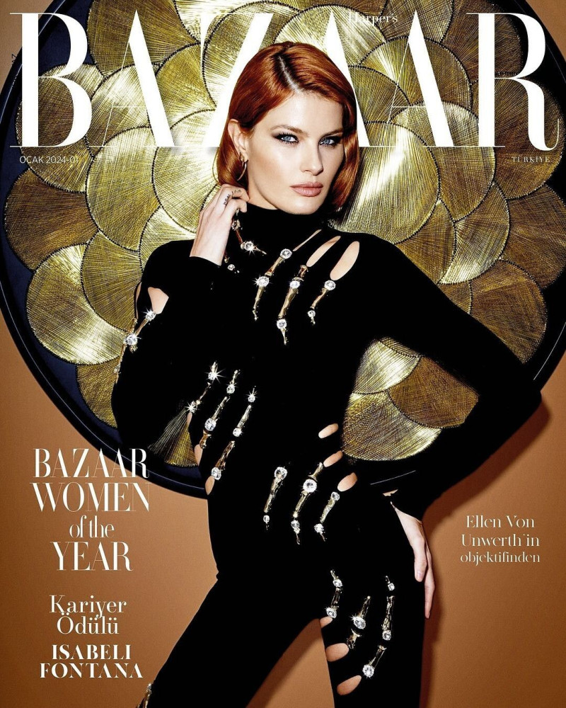Isabeli Fontana featured on the Harper\'s Bazaar Turkey cover from January 2024