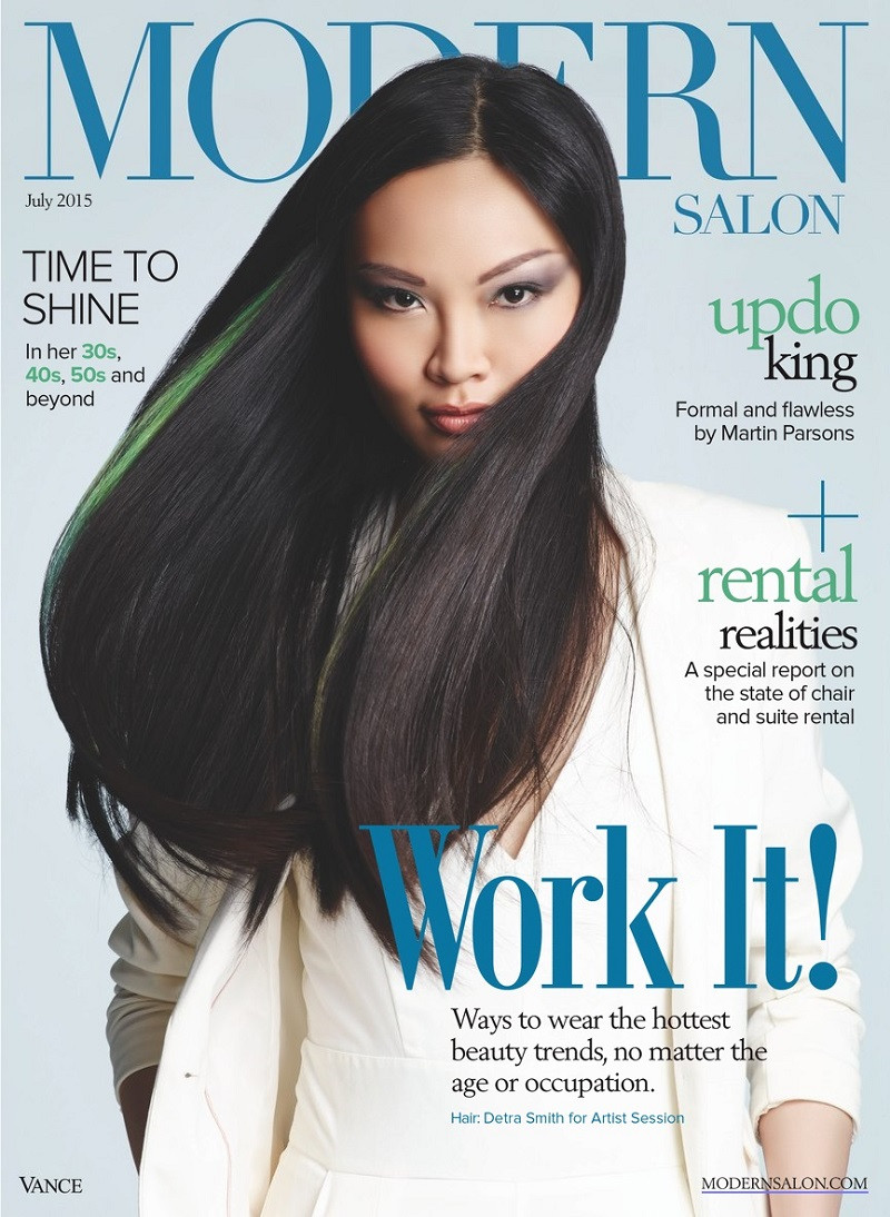 Yuen Jia featured on the Modern Salon cover from July 2015