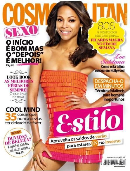 Zoe Saldana featured on the Cosmopolitan Portugal cover from August 2012