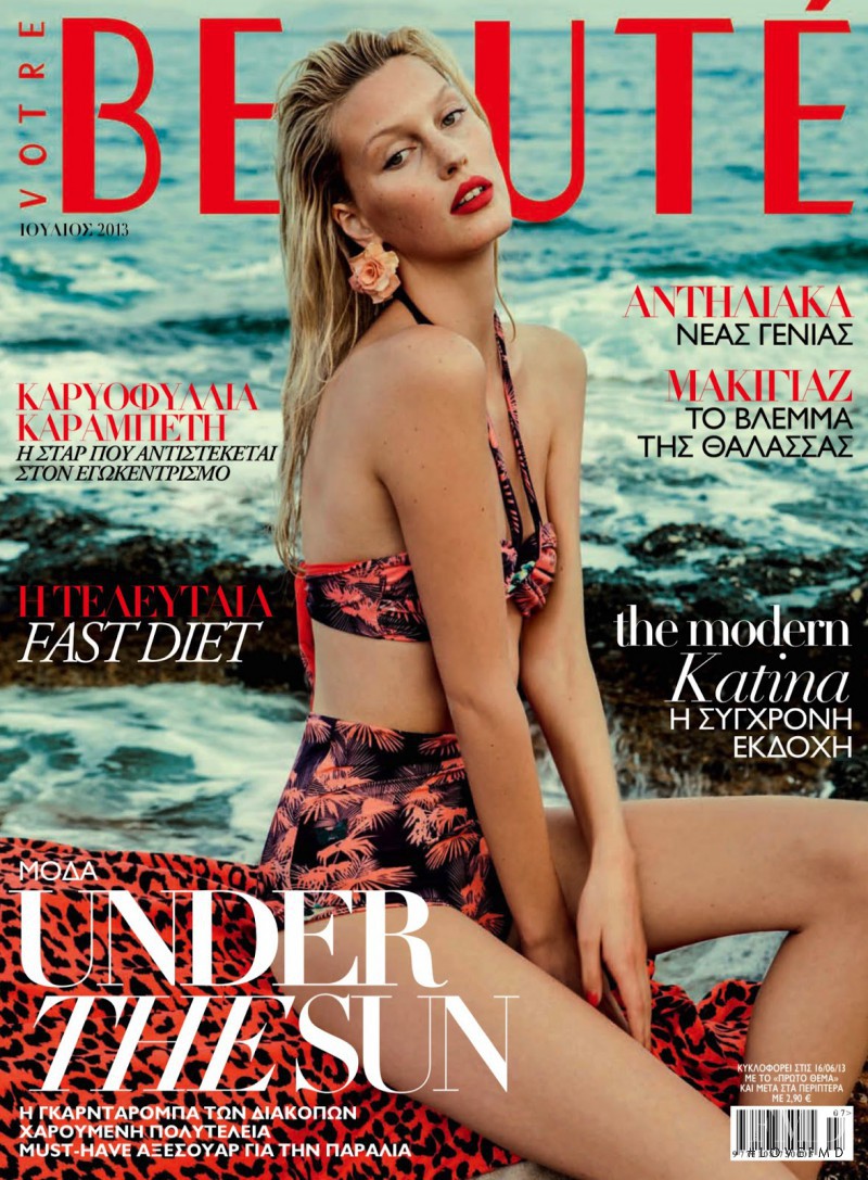 Veroniek Gielkens featured on the Beauté Greece cover from July 2013