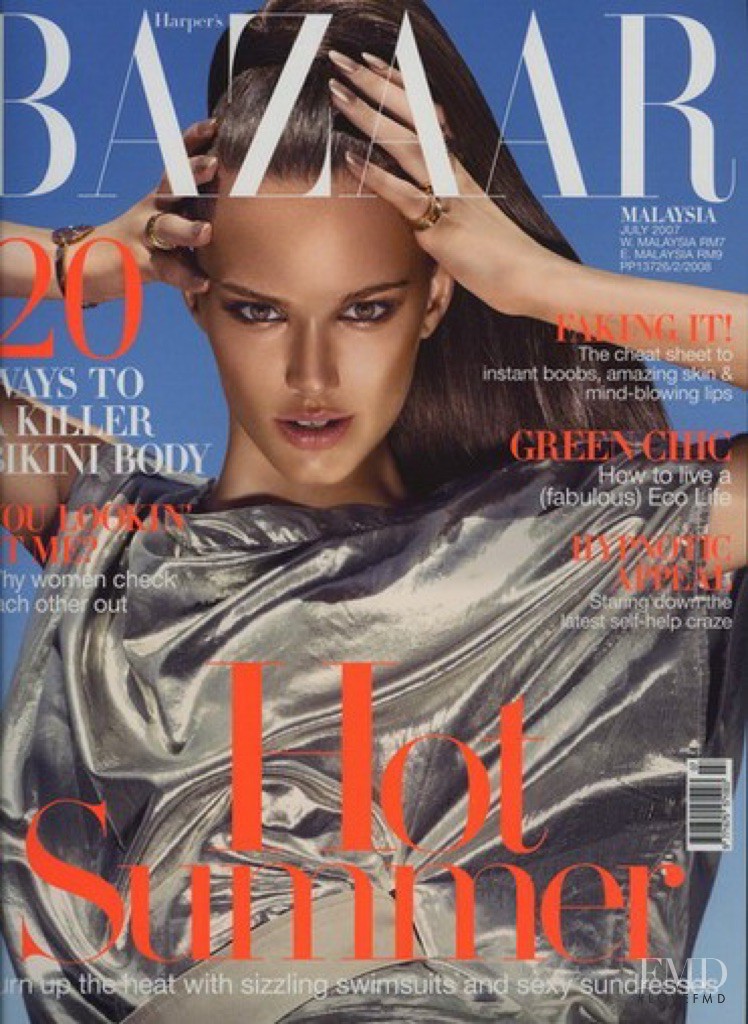 Barbara Istvanova featured on the Harper\'s Bazaar Malaysia cover from July 2007