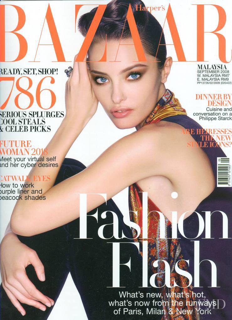 Viktoria Damaronak featured on the Harper\'s Bazaar Malaysia cover from September 2008