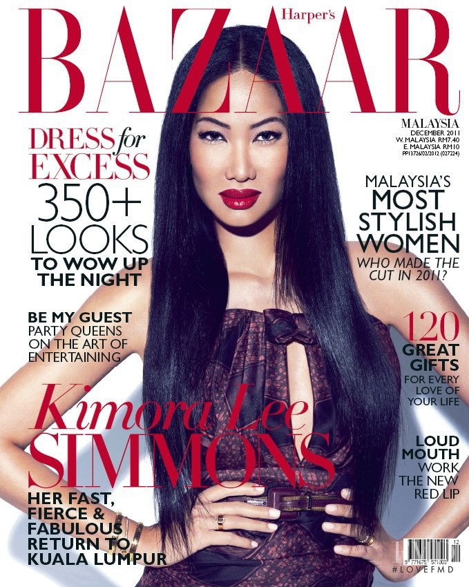 Kimora Lee Simmons featured on the Harper\'s Bazaar Malaysia cover from December 2011