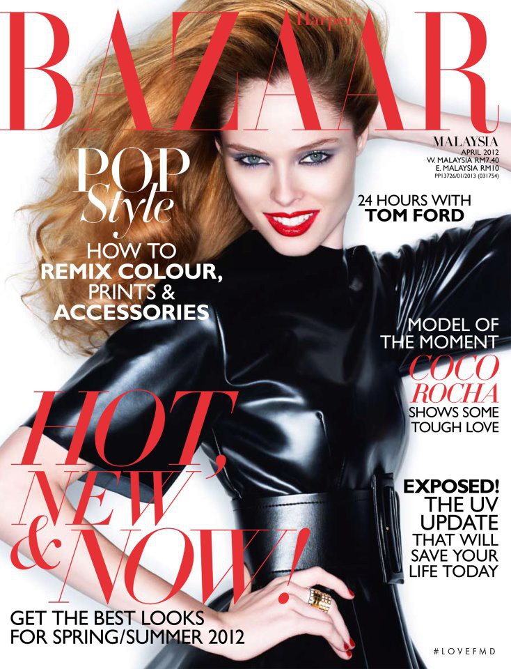 Coco Rocha featured on the Harper\'s Bazaar Malaysia cover from April 2012