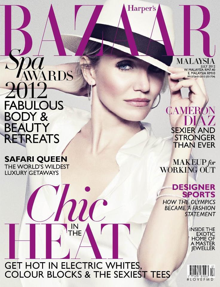 Cameron Diaz featured on the Harper\'s Bazaar Malaysia cover from July 2012