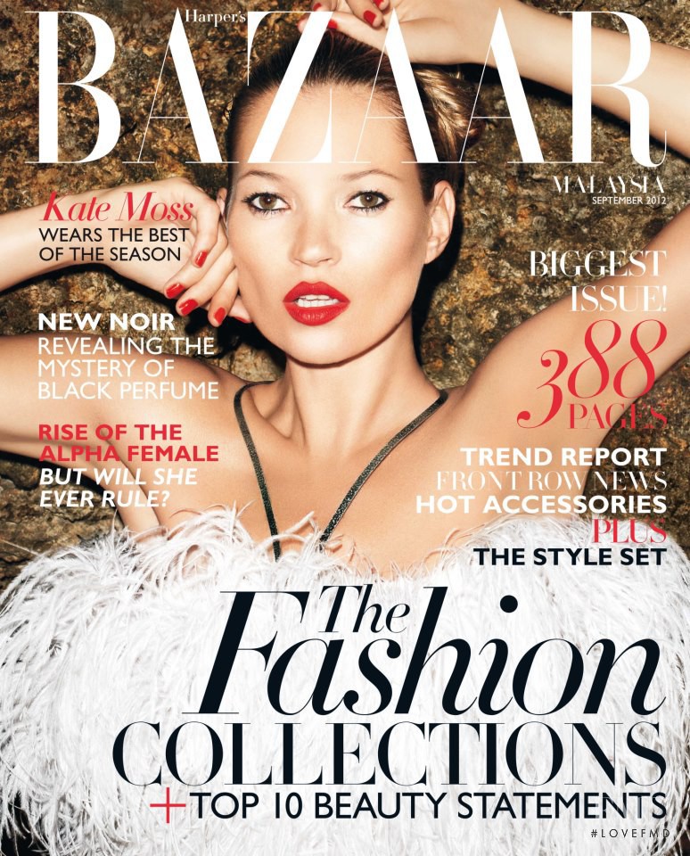 Kate Moss featured on the Harper\'s Bazaar Malaysia cover from September 2012