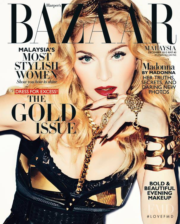 Madonna featured on the Harper\'s Bazaar Malaysia cover from December 2013