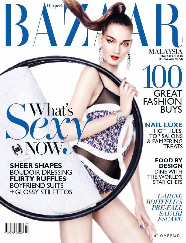 Kirsi Pyrhonen featured on the Harper\'s Bazaar Malaysia cover from May 2013