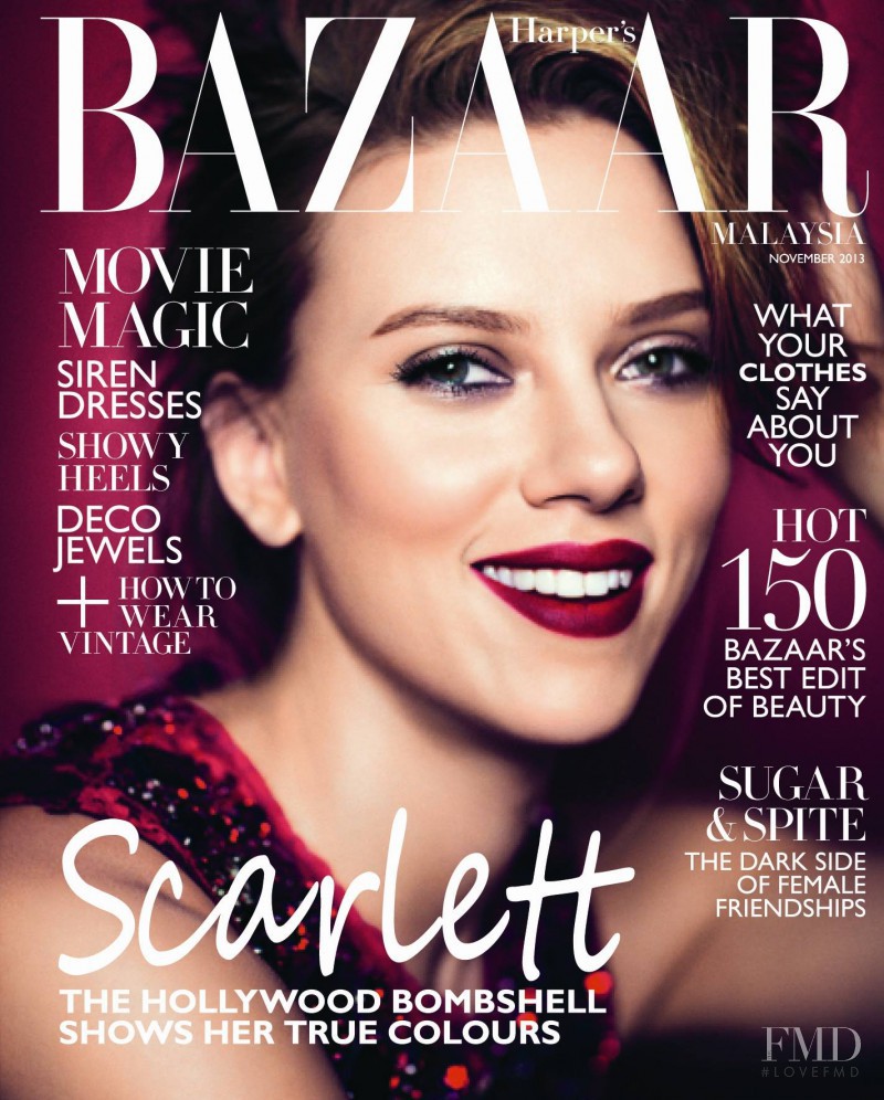 Scarlett Johansson featured on the Harper\'s Bazaar Malaysia cover from November 2013