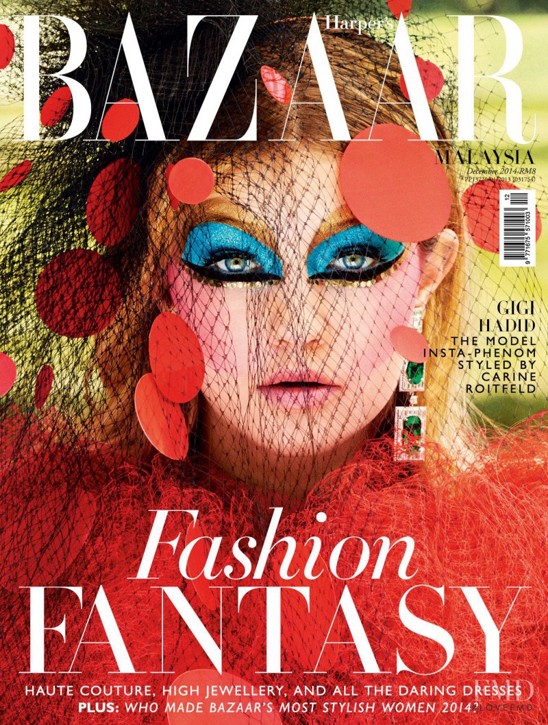 Gigi Hadid featured on the Harper\'s Bazaar Malaysia cover from December 2014