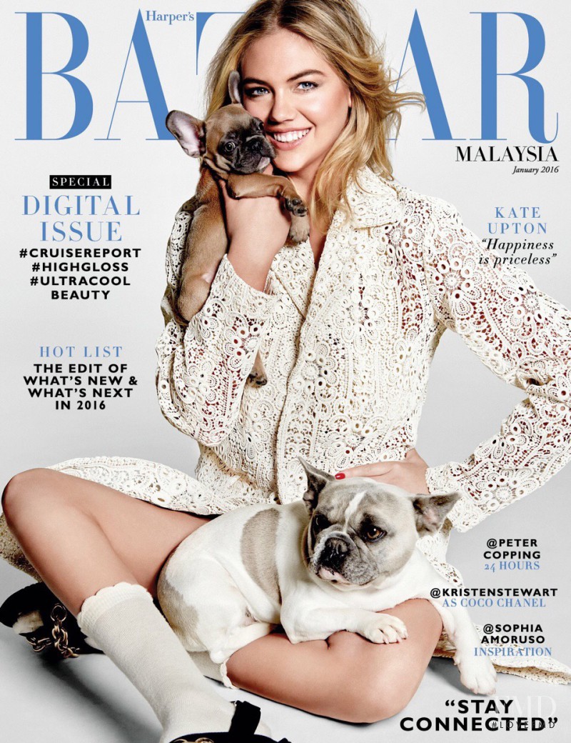 Kate Upton featured on the Harper\'s Bazaar Malaysia cover from January 2016