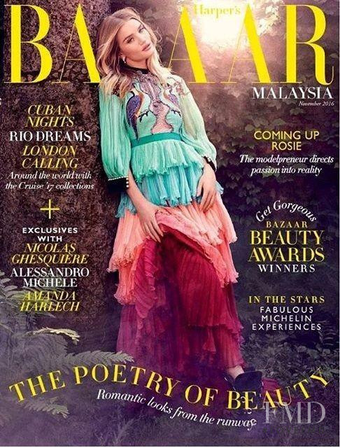 Rosie Huntington-Whiteley featured on the Harper\'s Bazaar Malaysia cover from November 2016