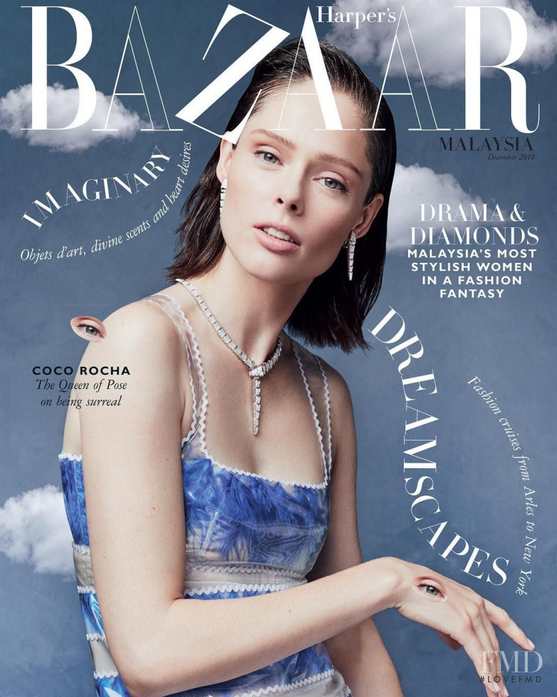 Coco Rocha featured on the Harper\'s Bazaar Malaysia cover from December 2018