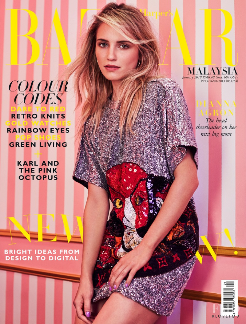 Dianna Agron featured on the Harper\'s Bazaar Malaysia cover from January 2018