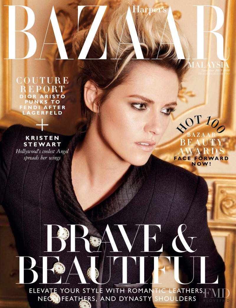 Kristen Stewart featured on the Harper\'s Bazaar Malaysia cover from November 2019