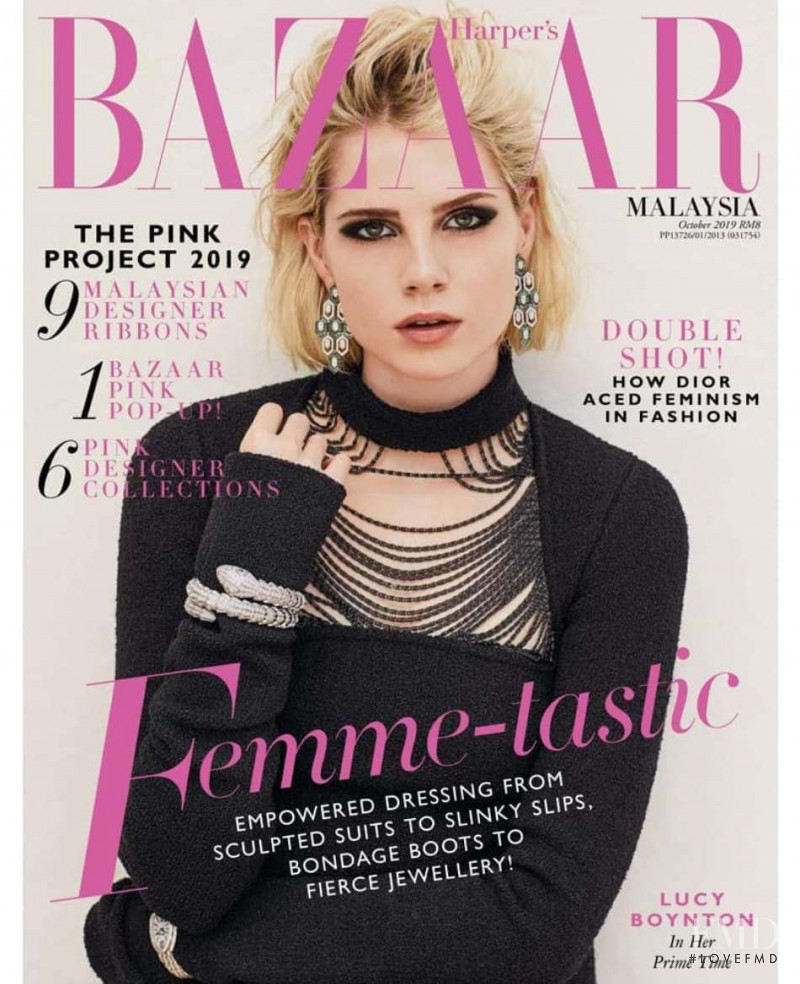 Lucy Boynton featured on the Harper\'s Bazaar Malaysia cover from October 2019
