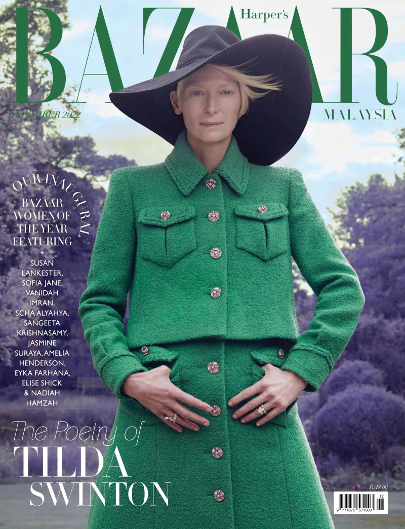 Tilda Swinton featured on the Harper\'s Bazaar Malaysia cover from December 2022