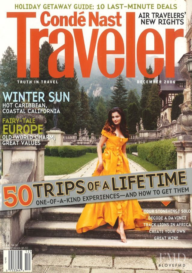 Andreea Diaconu featured on the Condé Nast Traveler cover from December 2006