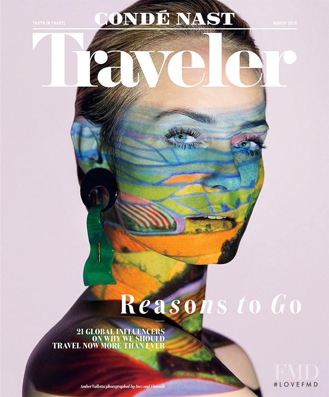 Amber Valletta featured on the Condé Nast Traveler cover from March 2016