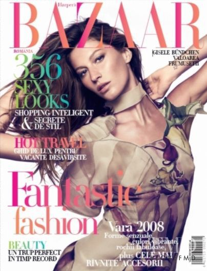 Gisele Bundchen featured on the Harper\'s Bazaar Romania cover from July 2008