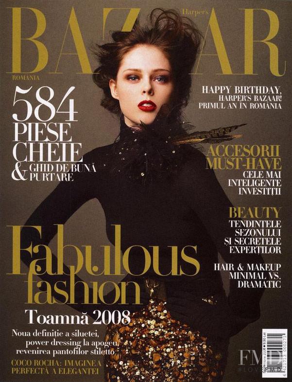 Coco Rocha featured on the Harper\'s Bazaar Romania cover from September 2008