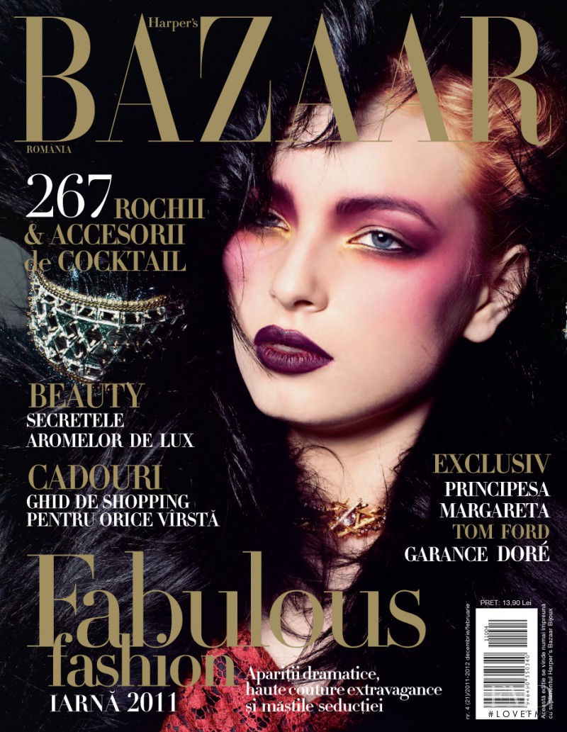 Ruxanda Varta featured on the Harper\'s Bazaar Romania cover from December 2011