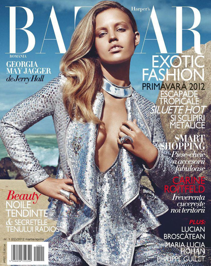Georgia May Jagger featured on the Harper\'s Bazaar Romania cover from March 2012