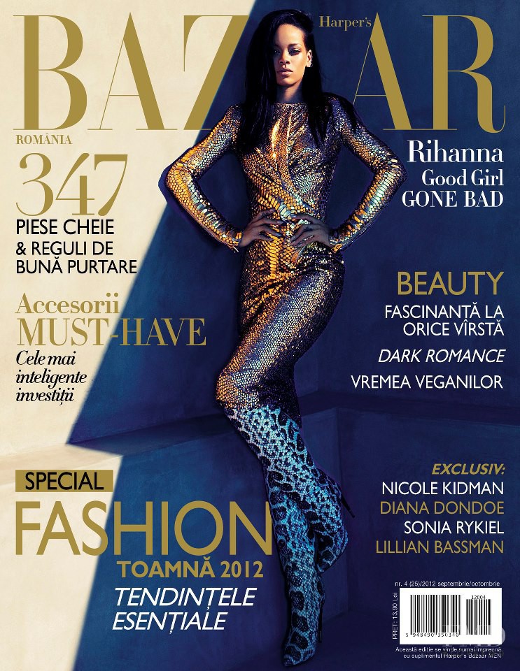 Rihanna featured on the Harper\'s Bazaar Romania cover from September 2012