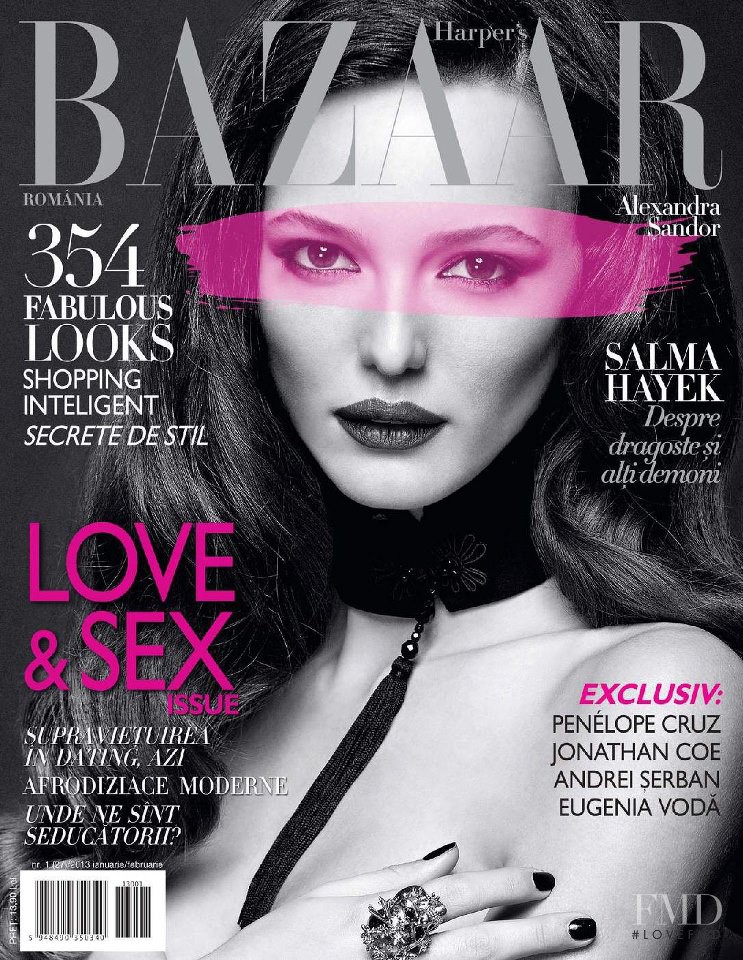 Alex Sandor featured on the Harper\'s Bazaar Romania cover from January 2013