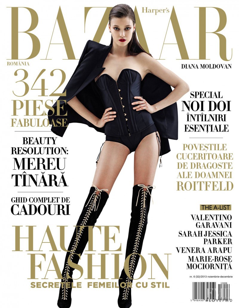 Diana Moldovan featured on the Harper\'s Bazaar Romania cover from November 2013