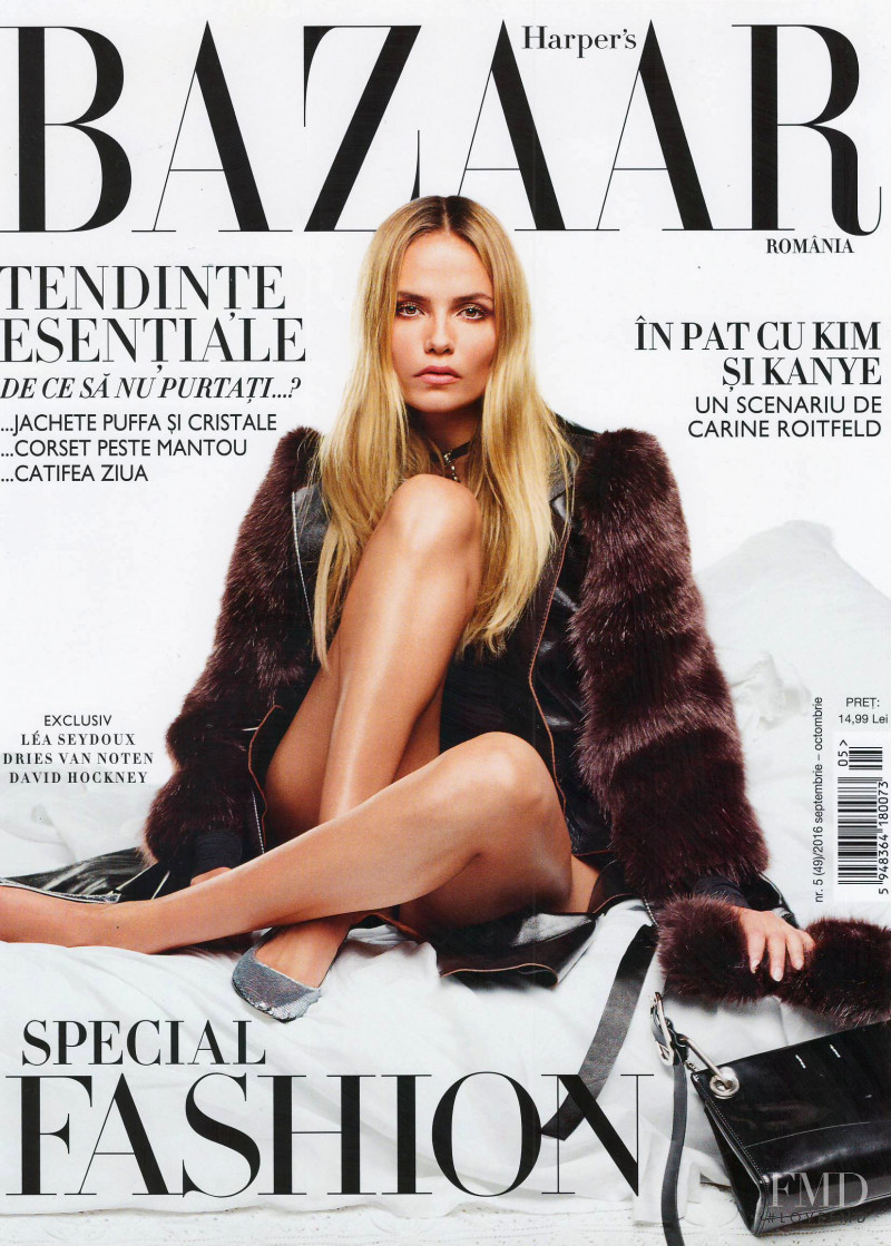 Natasha Poly featured on the Harper\'s Bazaar Romania cover from October 2016