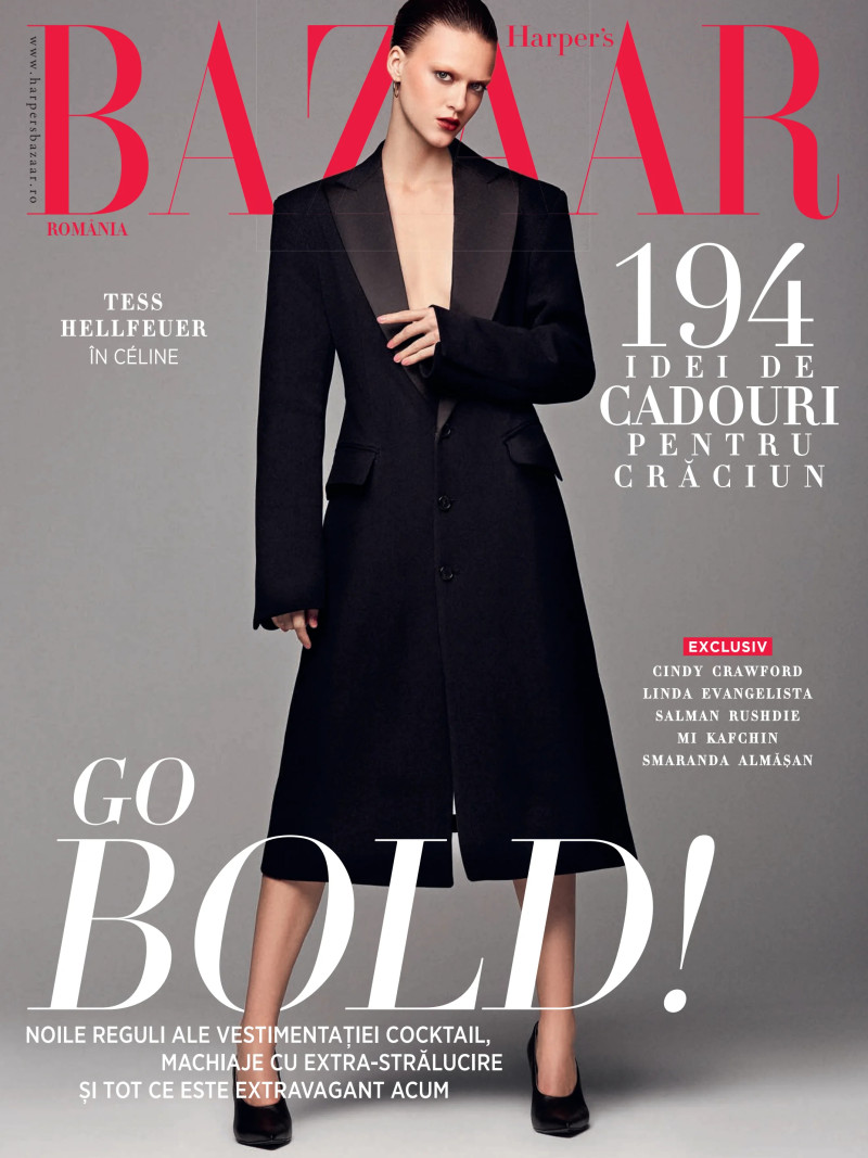 Tess Hellfeuer featured on the Harper\'s Bazaar Romania cover from December 2017