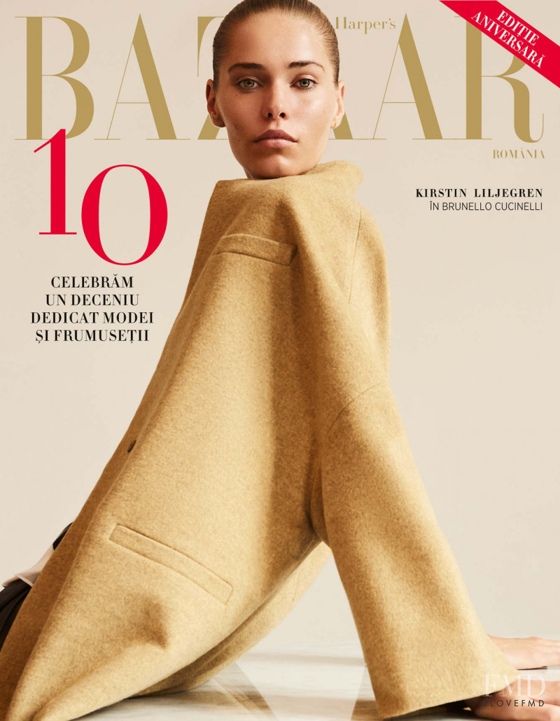 Kirstin Kragh Liljegren featured on the Harper\'s Bazaar Romania cover from October 2017