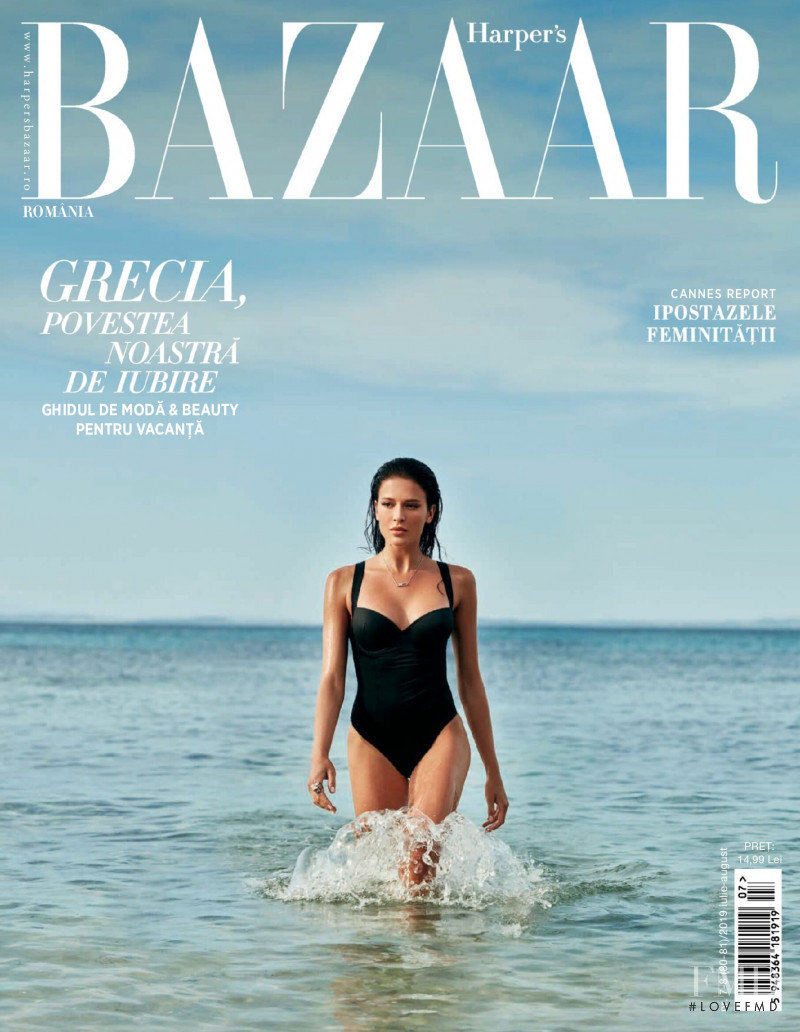 Sofia Nikitchuk featured on the Harper\'s Bazaar Romania cover from July 2019
