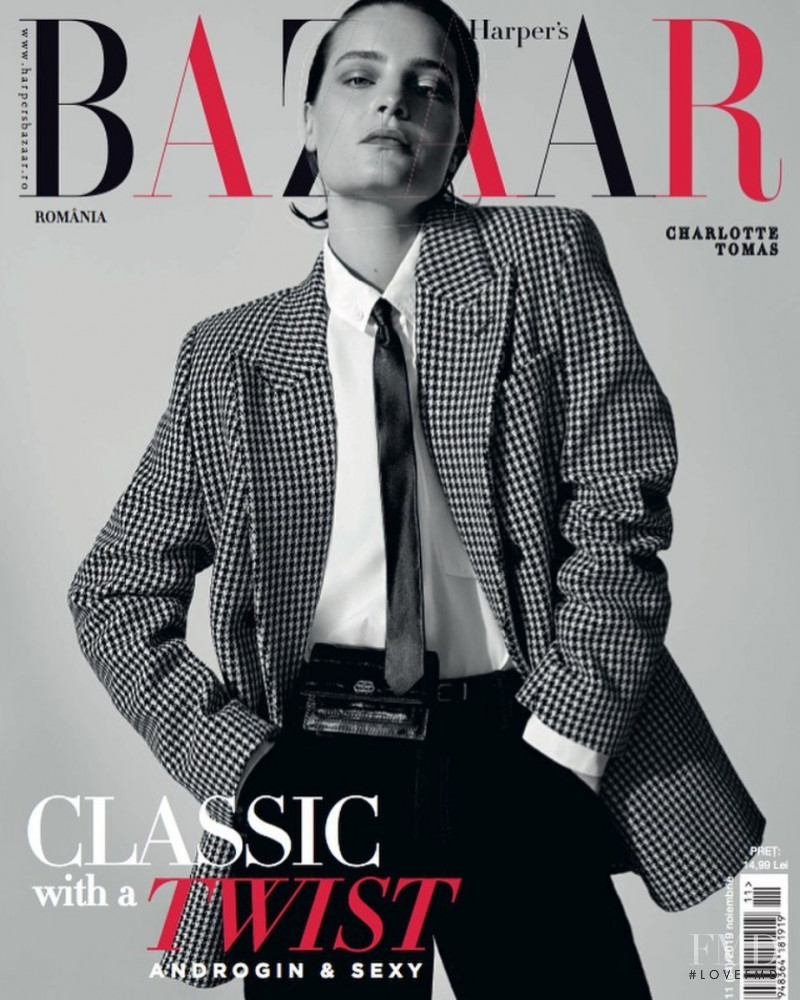 Charlotte Tomaszewska featured on the Harper\'s Bazaar Romania cover from November 2019