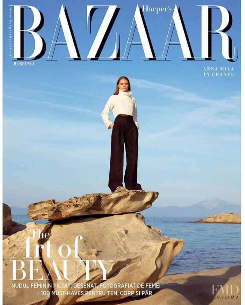 Anna Mila Guyenz featured on the Harper\'s Bazaar Romania cover from October 2019
