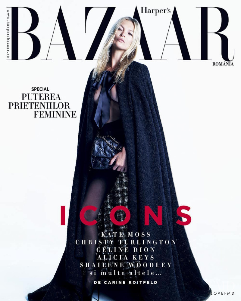 Kate Moss featured on the Harper\'s Bazaar Romania cover from September 2019