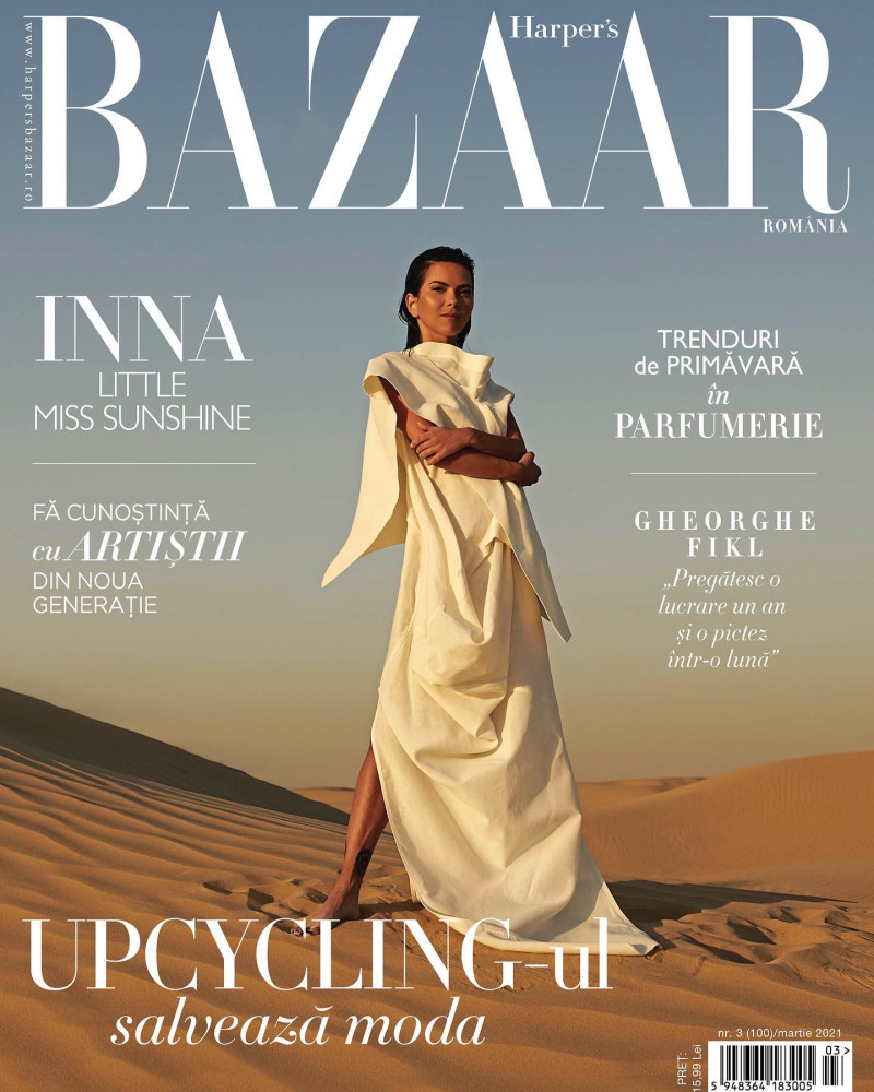 Inna Apostoleanu featured on the Harper\'s Bazaar Romania cover from March 2021