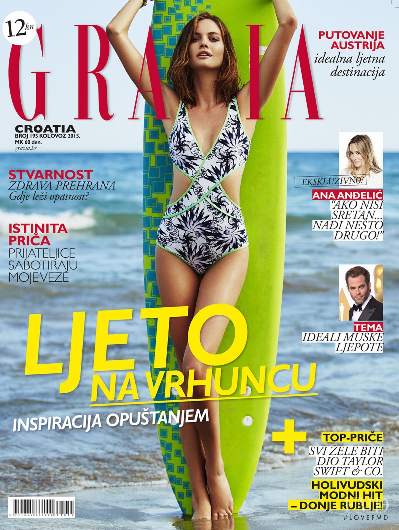 Kristina Peric featured on the Grazia Croatia cover from August 2015