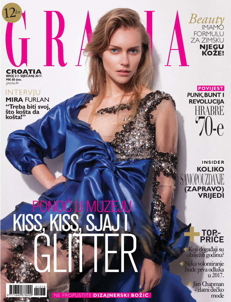 Justina Pat featured on the Grazia Croatia cover from January 2017