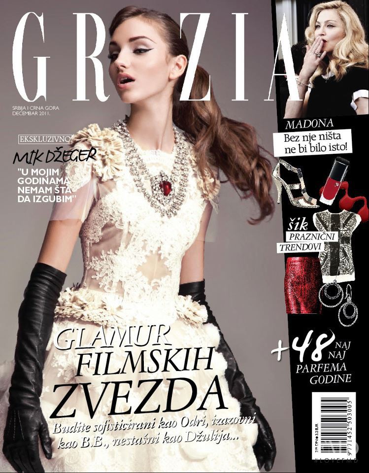 Kika Jovanovic featured on the Grazia Serbia cover from December 2011
