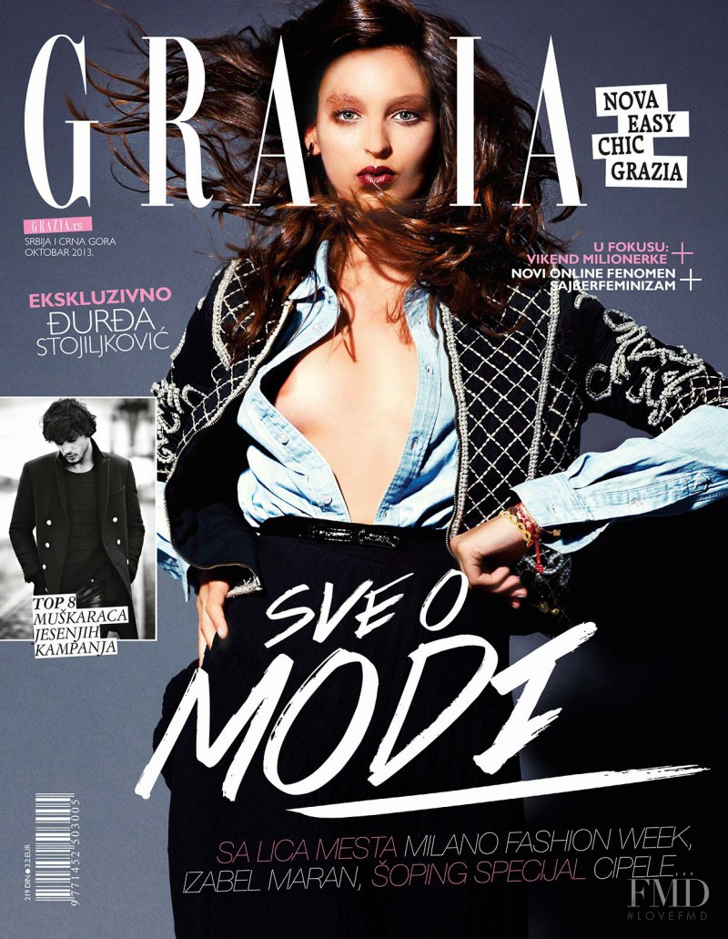 Georgina Stojiljkovic featured on the Grazia Serbia cover from October 2013