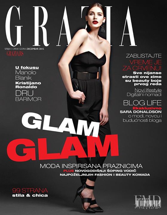 Tamara Lazic featured on the Grazia Serbia cover from December 2015