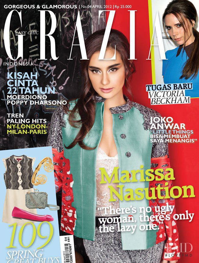 Marissa Nasution featured on the Grazia Indonesia cover from April 2012