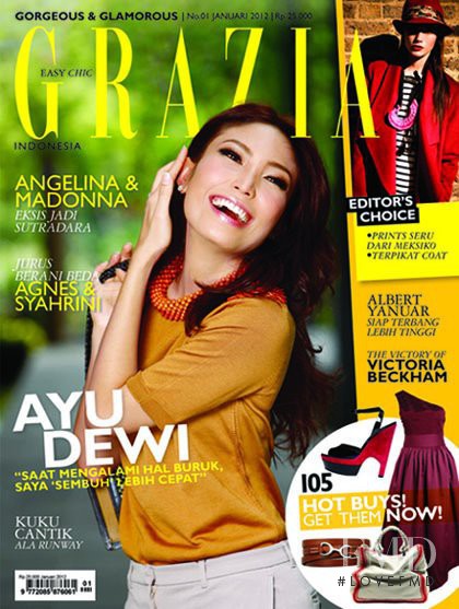 Ayu Dewi featured on the Grazia Indonesia cover from January 2012