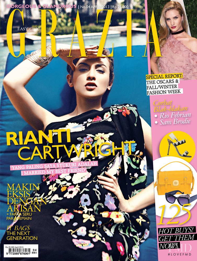 Rianti Cartwright featured on the Grazia Indonesia cover from April 2013