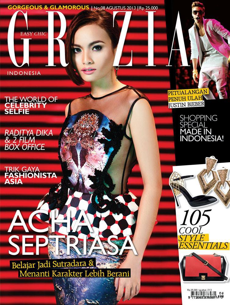 Acha Septriasa featured on the Grazia Indonesia cover from August 2013