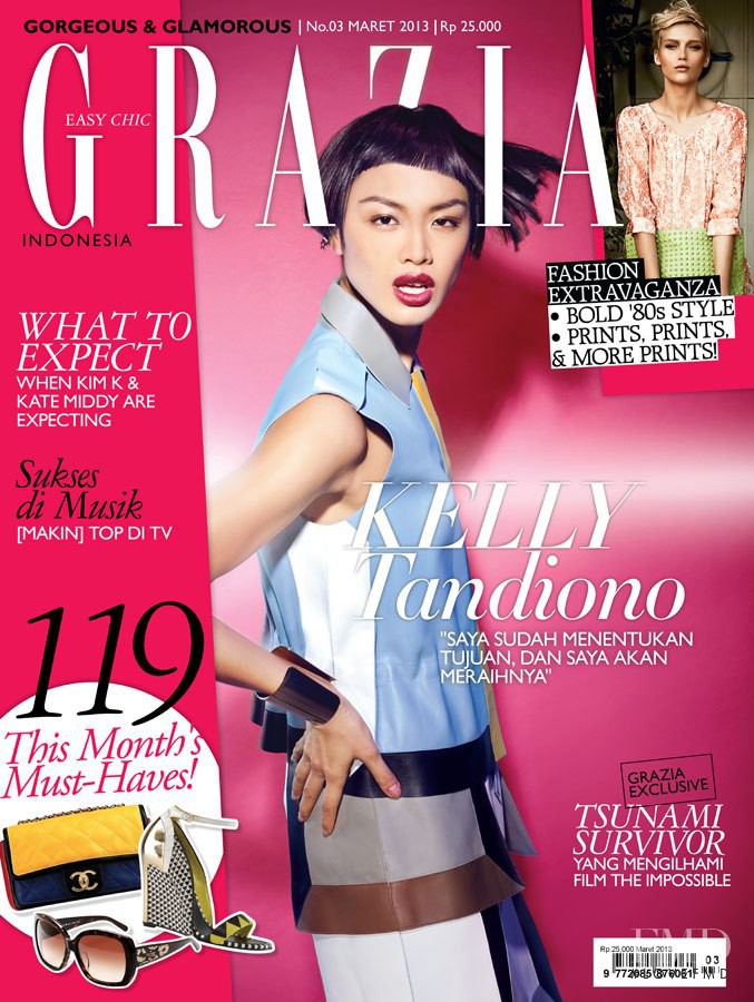 Kelly Tandiono featured on the Grazia Indonesia cover from March 2013