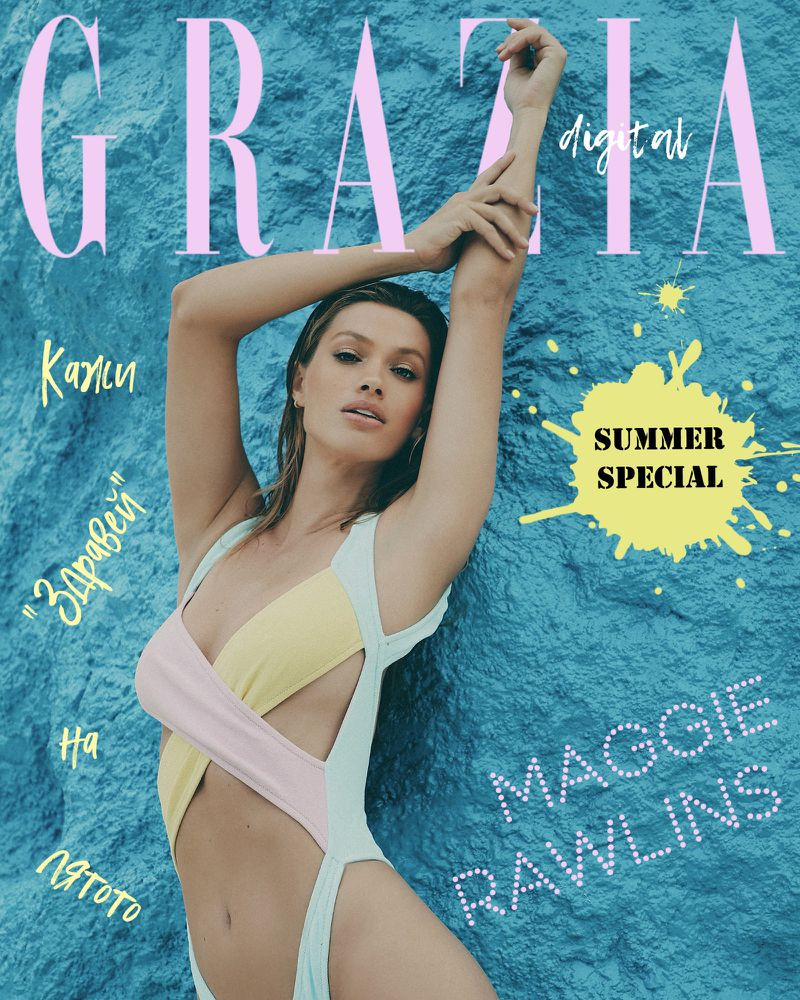 Maggie Rawlins featured on the Grazia Bulgaria cover from July 2021